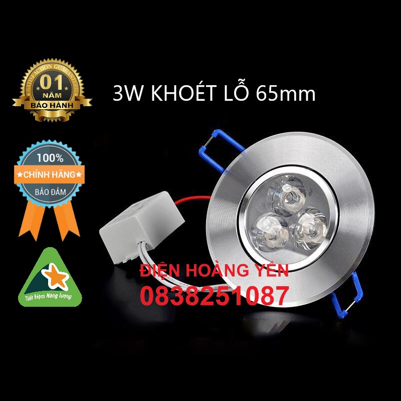 Đèn led âm trần 3w mắt ếch phi 65mm