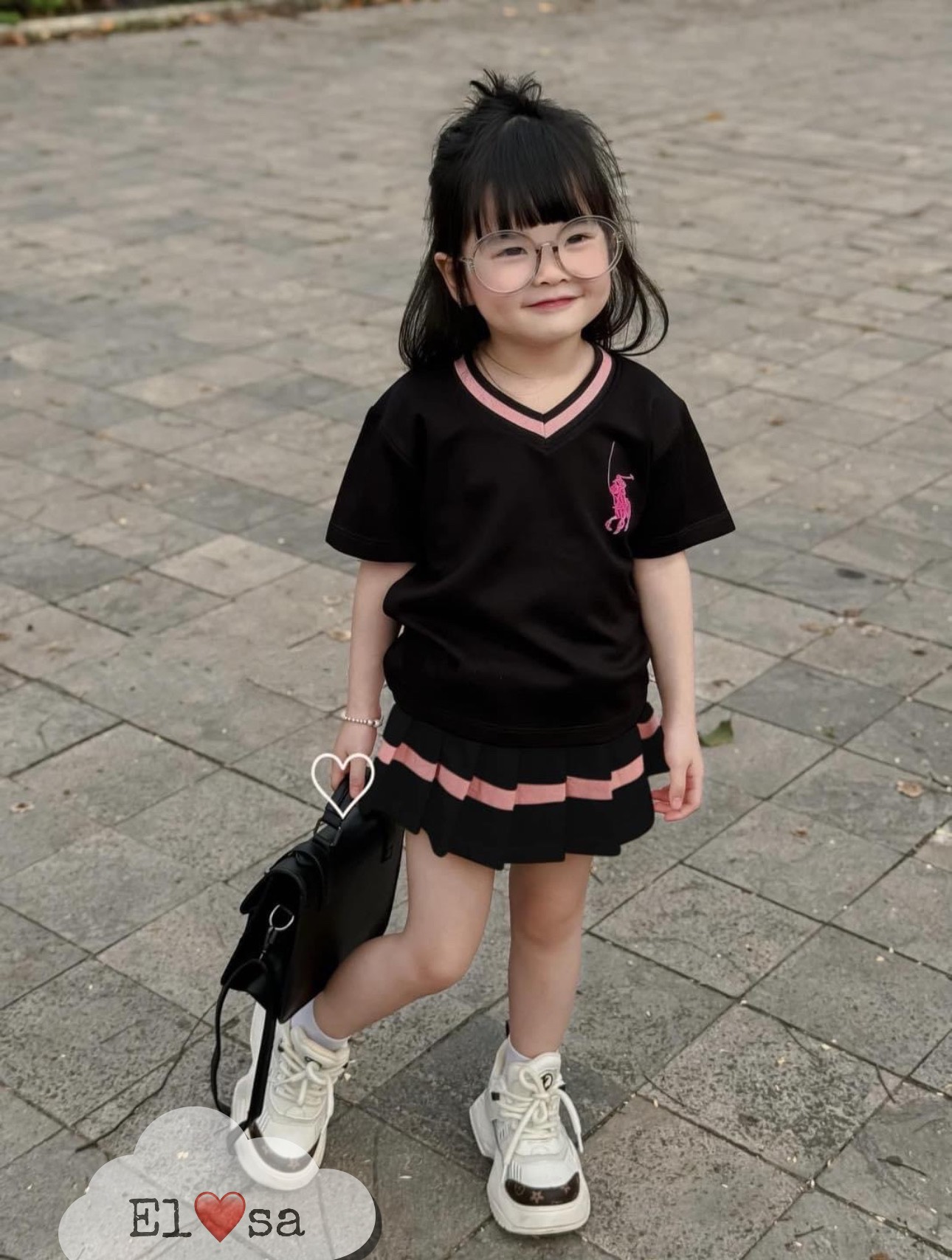 Quần áo bé gái - sét áo cổ tim chân váy ly siêu xinh cho bé gái 1 - 8 tuổi