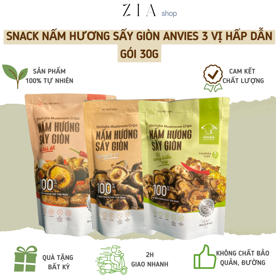 NẤM HƯƠNG SẤY GIÒN - SNACK NẤM HƯƠNG ANVIES VỊ TRUYỀN THỐNG