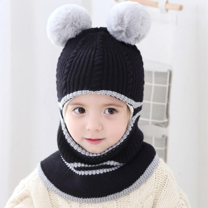 Mũ len liền khăn cổ Ninja cực ấm cho bé