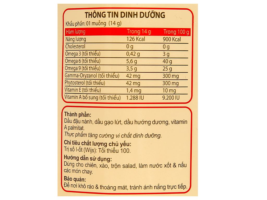 Dầu ăn thượng hạng Neptune Light can 2 lít