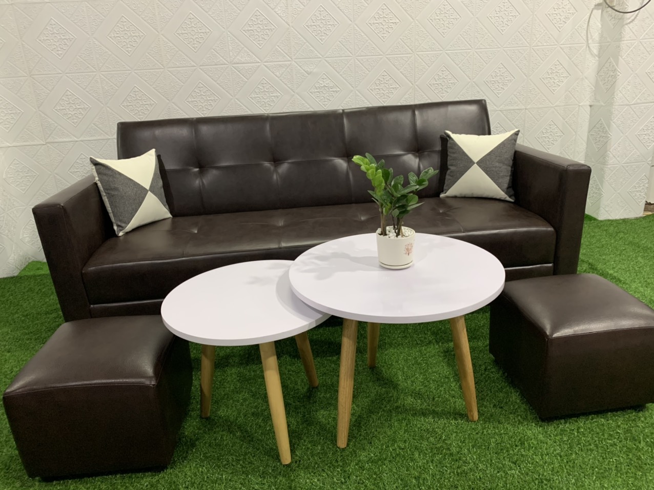 Ghế sofa giường - sofa bed phòng khách kèm 2 đôn (được kiểm hàng)