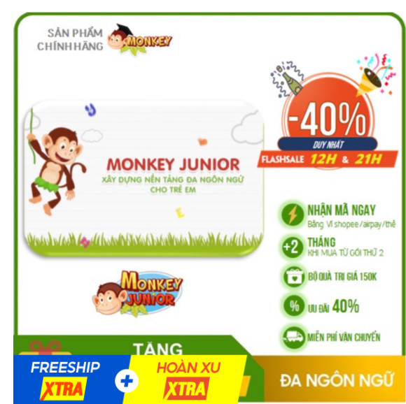 Monkey Junior TRỌN ĐỜI - Phần mềm đa ngôn ngữ cho trẻ em