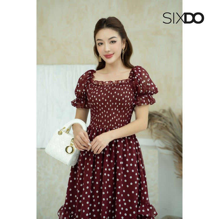 Đầm midi chấm bi SIXDO (Polka Dot Midi Voile Dress)