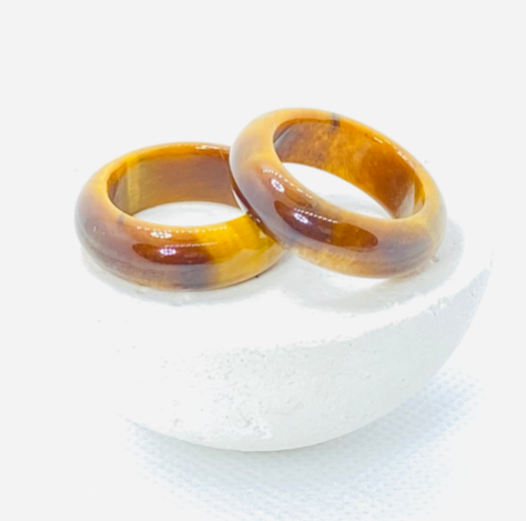 NHẪN TRƠN ĐÁ MẮT HỔ MẪU BẢN LỚN - ĐEO MAY MẮN.