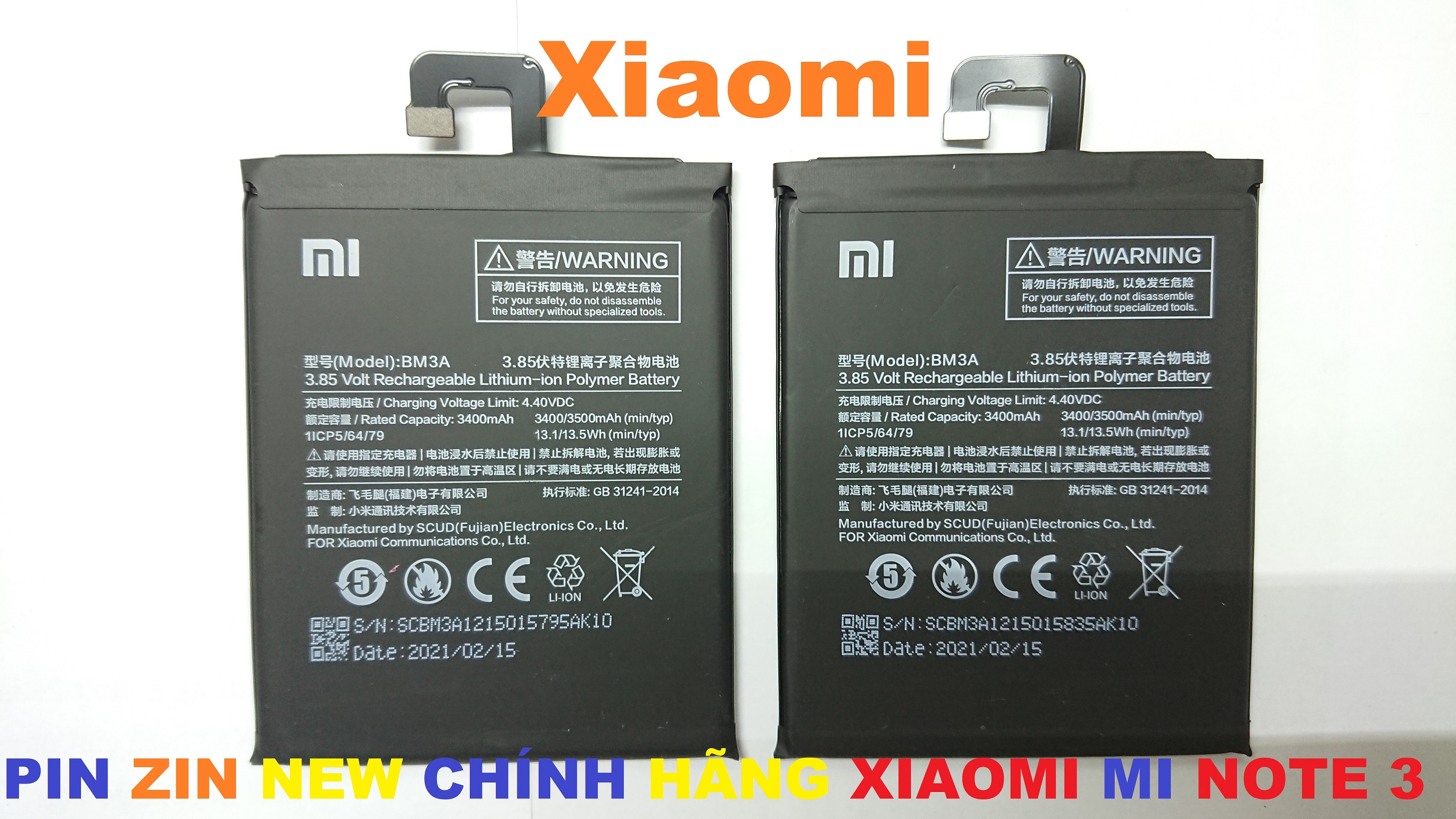 PIN ZIN NEW CHÍNH HÃNG XIAOMI MI NOTE 3-BM3A