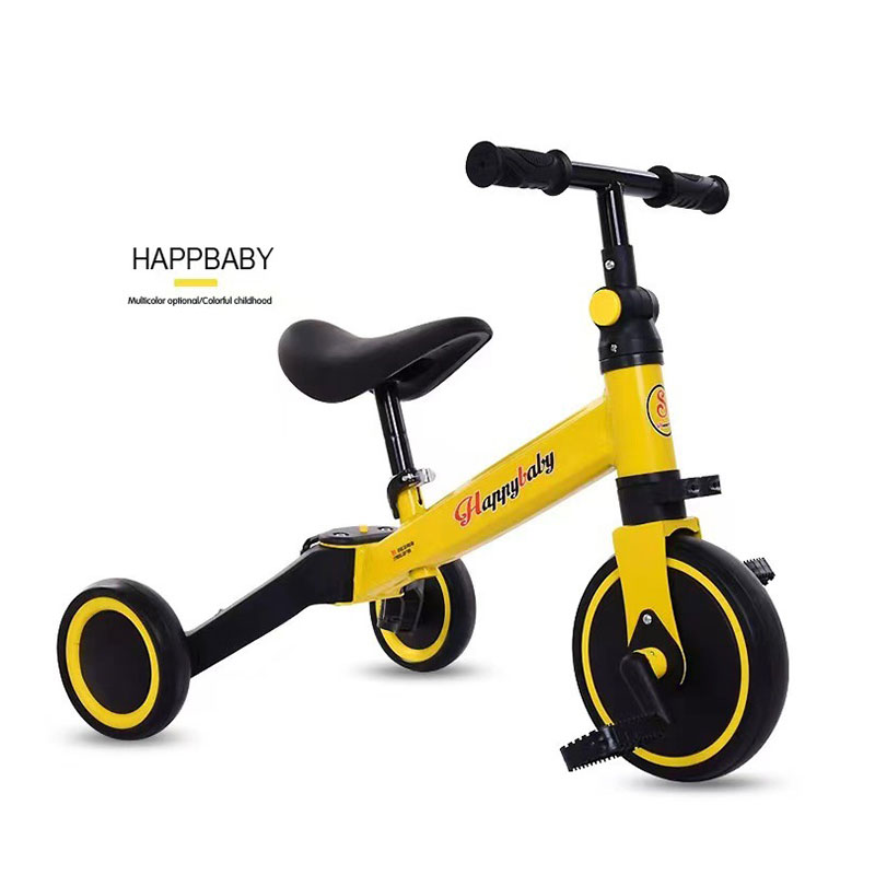 SBART Children's balance bike, three-wheeled bicycle, baby toy car for boys and girls, dual-purpose folding walker, three-in-one scooter