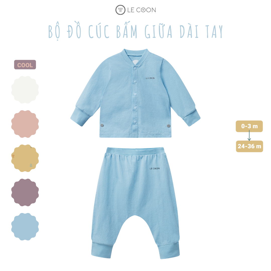 LE COON | Bộ Đồ Cúc Bấm Giữa Dài Tay | COOL