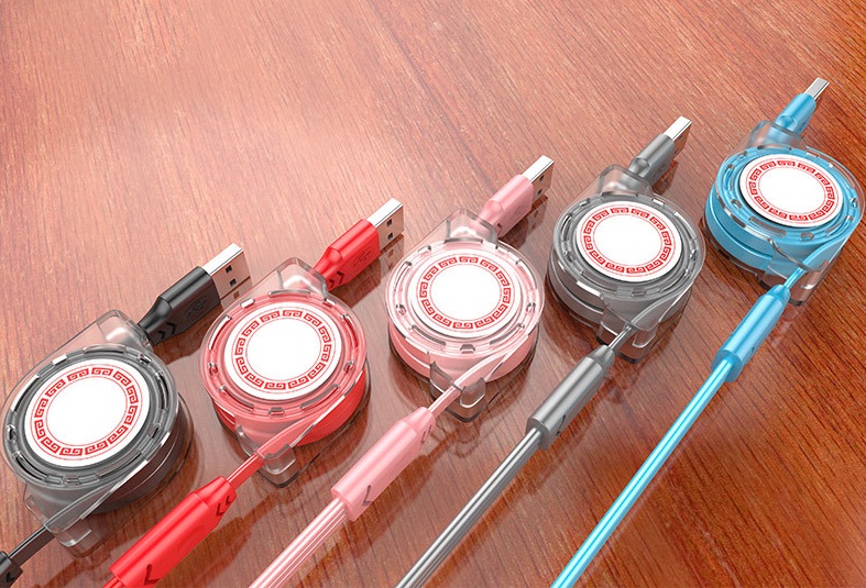 Cáp sạc dây kéo cuộn tròn 3 đầu