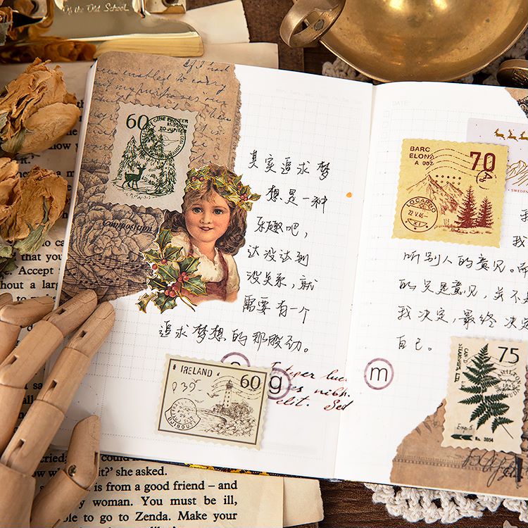 Hộp 45 sticker Stamp Forest trang trí sổ, làm bullet journal