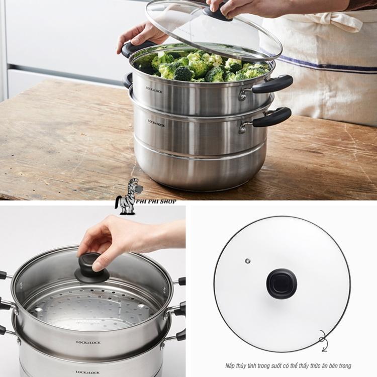 Bộ nồi hấp 2 tầng Lock&Lock Steamer Pot size 26cm/28cm