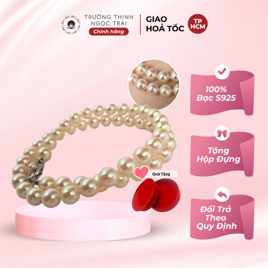 Dây cổ 7ly màu trắng ánh vàng đậm bạc 925 - trường thịnh ngọc trai