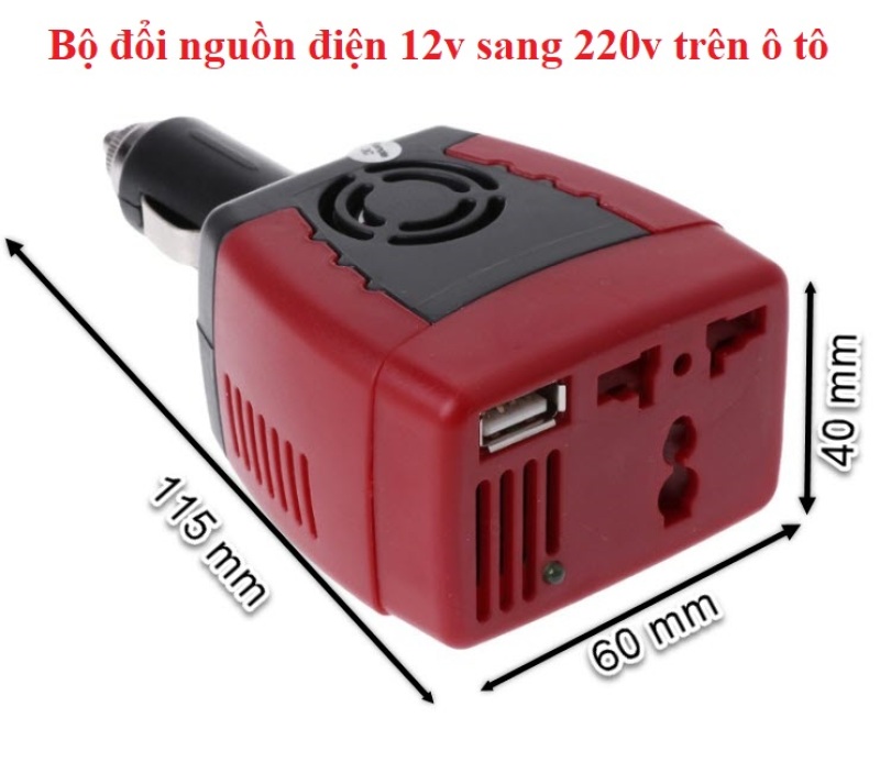 Bộ Chuyển Đổi Nguồn Điện DC 12V Sang AC 220V 150W Cho Xe Ô Tô Cao Cấp