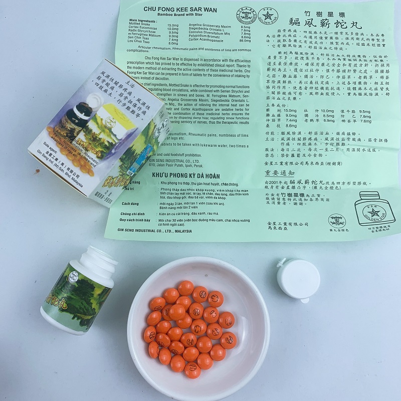 KHU PHONG KỲ XÀ HOÀN 30 VIÊN (LỌ) – HỖ TRỢ XƯƠNG KHỚP