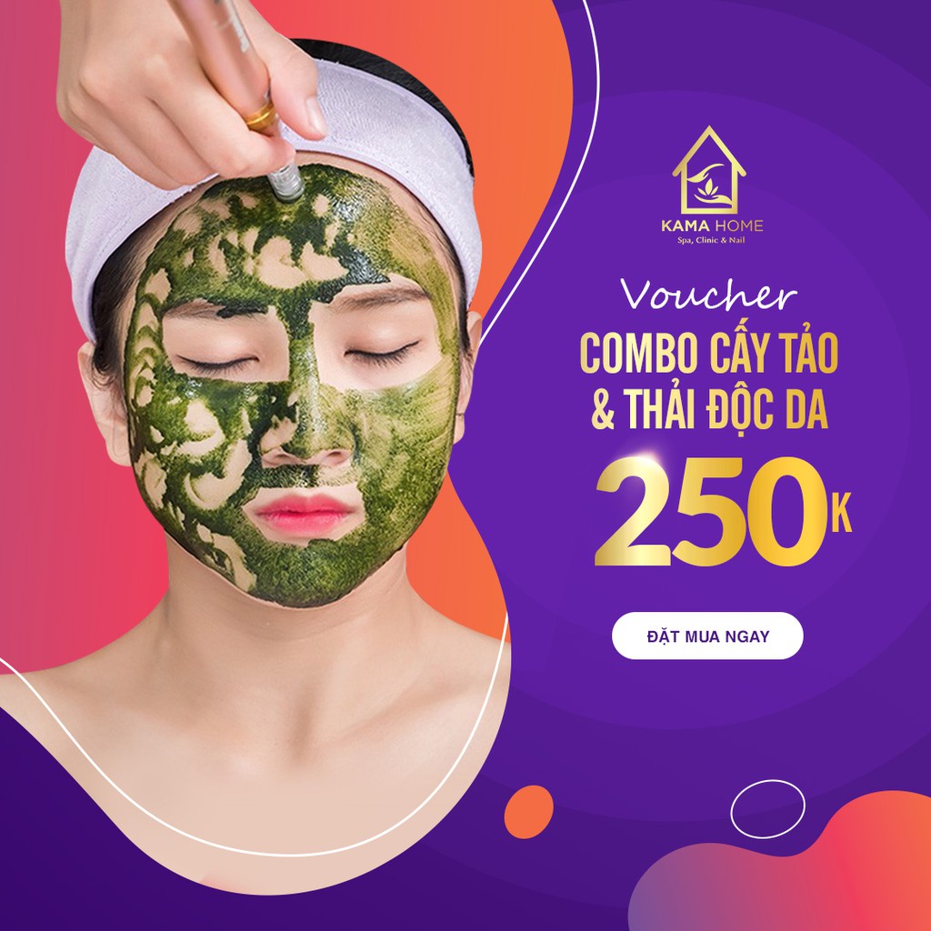 HCM [Voucher] - Cấy Tảo Xoắn Nano + Thải Độc Chì Giảm Thâm - Mụn - Nám, Trắng Sáng Da tại Kama Home Spa