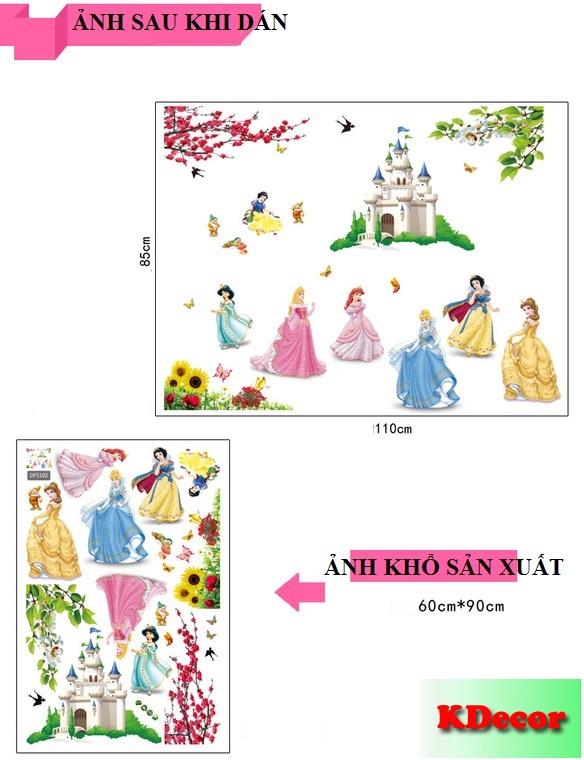 Decal dán tường Bảy nàng công chúa