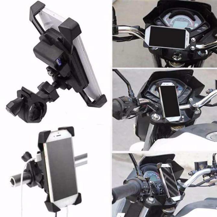 Bộ giá đỡ điện thoại kèm sạc pin vô cùng tiện lợi cho bạn khí đi xe máy G220-BTH