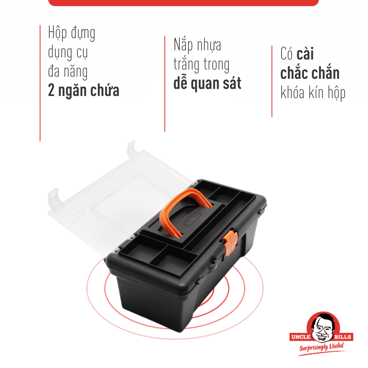 Hộp Đựng Dụng Cụ Bằng Nhựa Kích Thước 30 x 14.5 x 11.5cm Uncle Bills HT0105