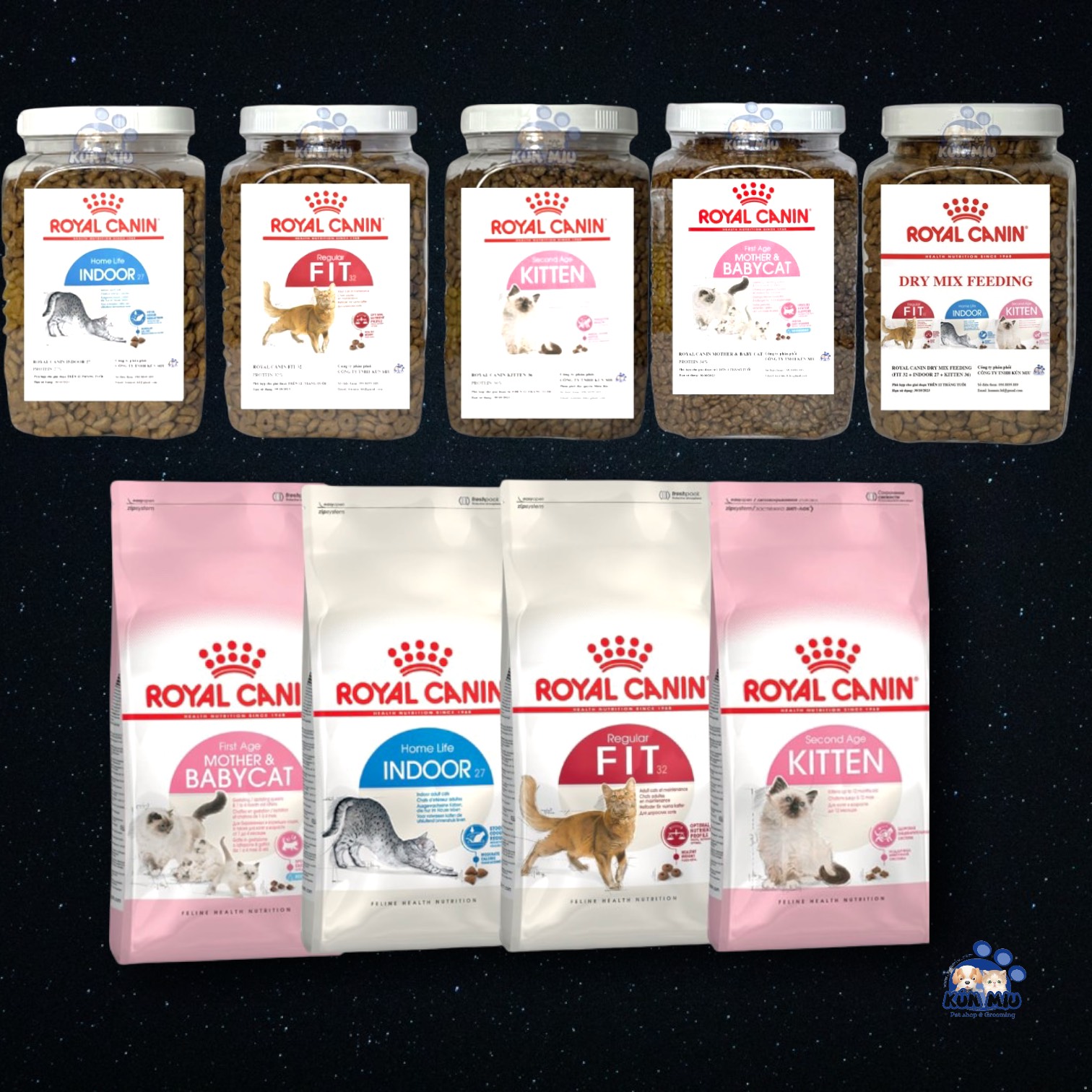 [Hoàn Tiền 10%] Hạt Thức ăn khô cho mèo con và mèo trưởng thành Royal Canin Pháp Babycat , Kitten , Fit , Indoor - Kún Miu Hà Nội