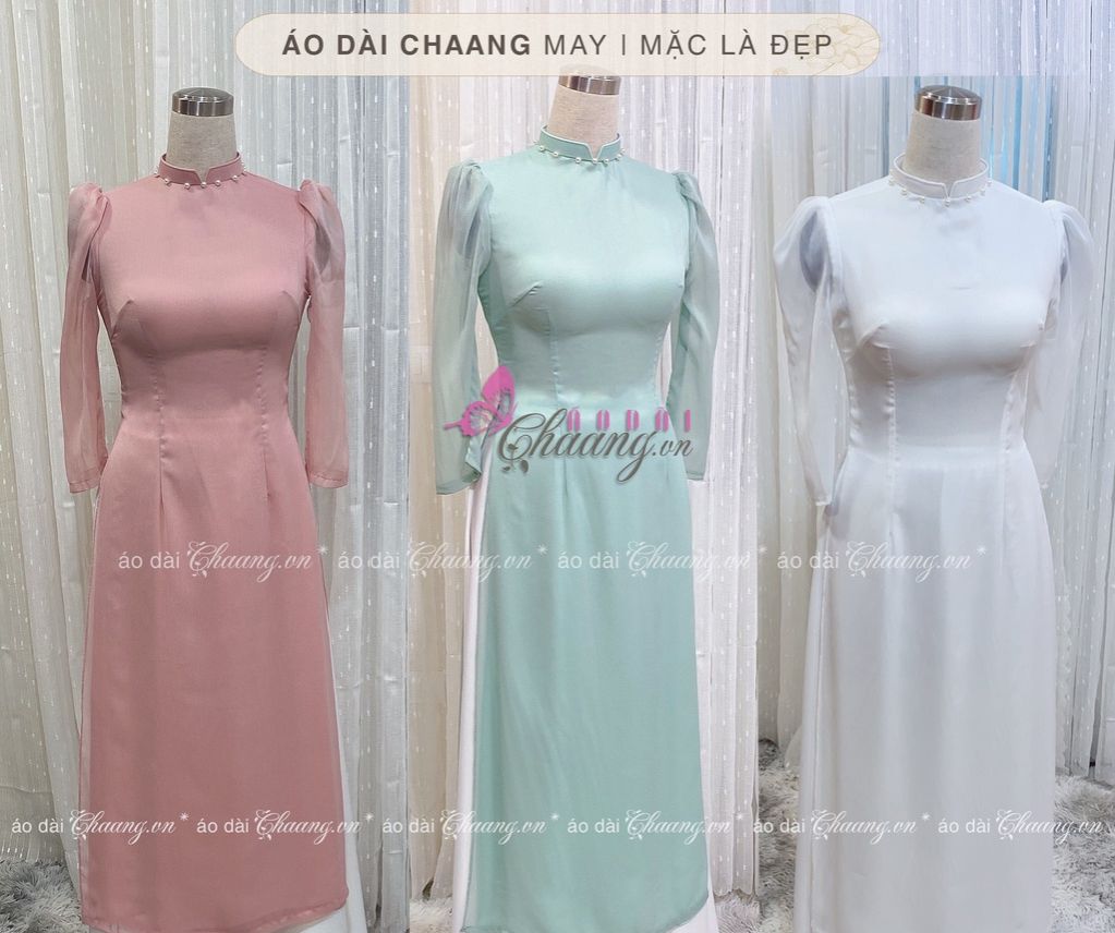 Áo Dài Cách Tân Tơ Ngọc - Áo dài 4 tà thiết kế tay phồng lỡ lụa xước Đẹp ADCT01