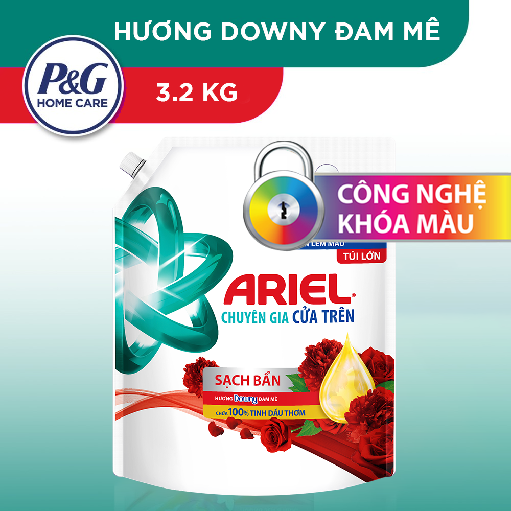 Nước Giặt Cửa Trên ARIEL Ngăn Lem Màu, Quần Áo Siêu Thơm Hương Sạch Sâu Nắng Mai/ Downy Hương Nước Hoa/ Downy Oải Hương/ Đam Mê Túi 3.65KG/ 3.2KG