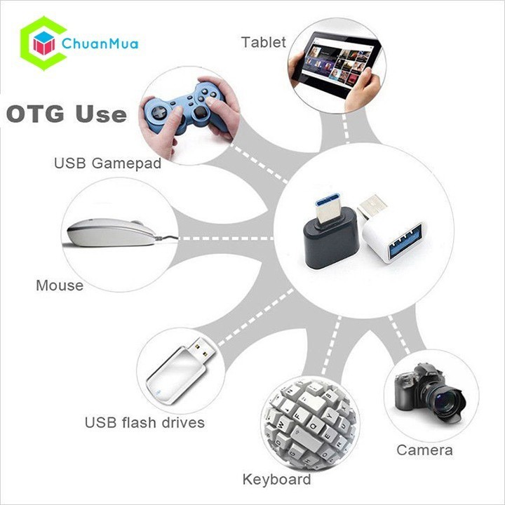 Cáp USB OTG MINI USB TO USB TYPE C TO USB