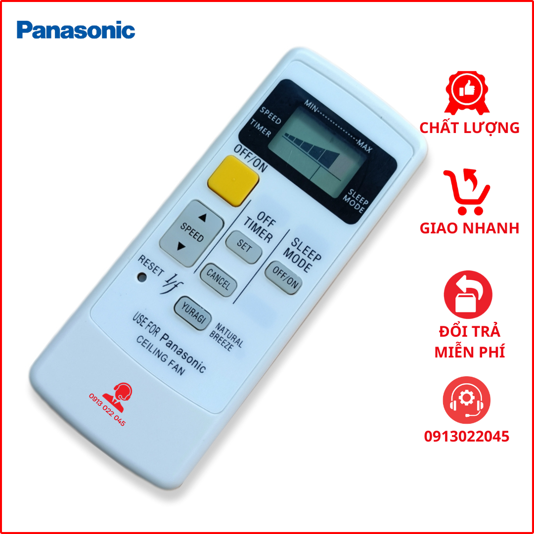 Điều khiển quạt trần Panasonic 5 cánh.