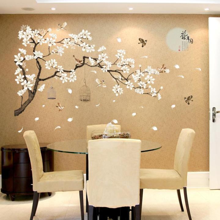 Sticker Tranh Dán Tường, Decal dán tường hoa đào trắng Sticker Tranh Dán Tường SK2022AB
