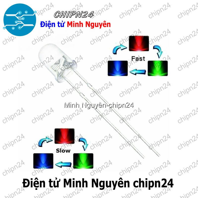 [25 con] (TK17, H11) Led 3mm trong 7 Màu RGB 2 chân (Nháy chậm) - HH006284