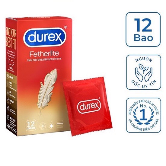 [COMBO 2 HỘP] Bao Cao Su SIÊU MỎNG Durex Fetherlite Ultima