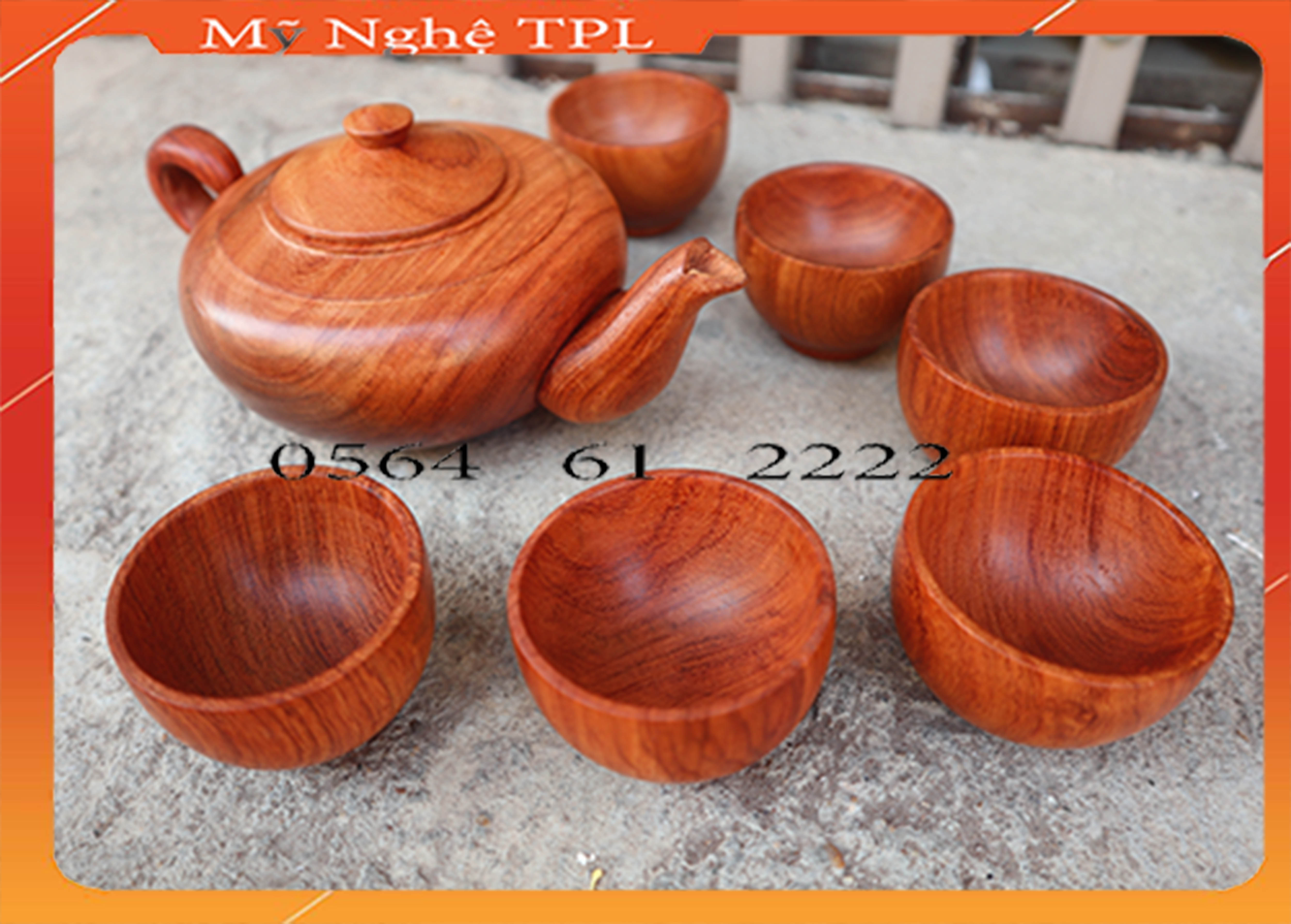 (video) Bộ ấm chén gỗ hương nguyên khối-Bộ ấm chén trang trí