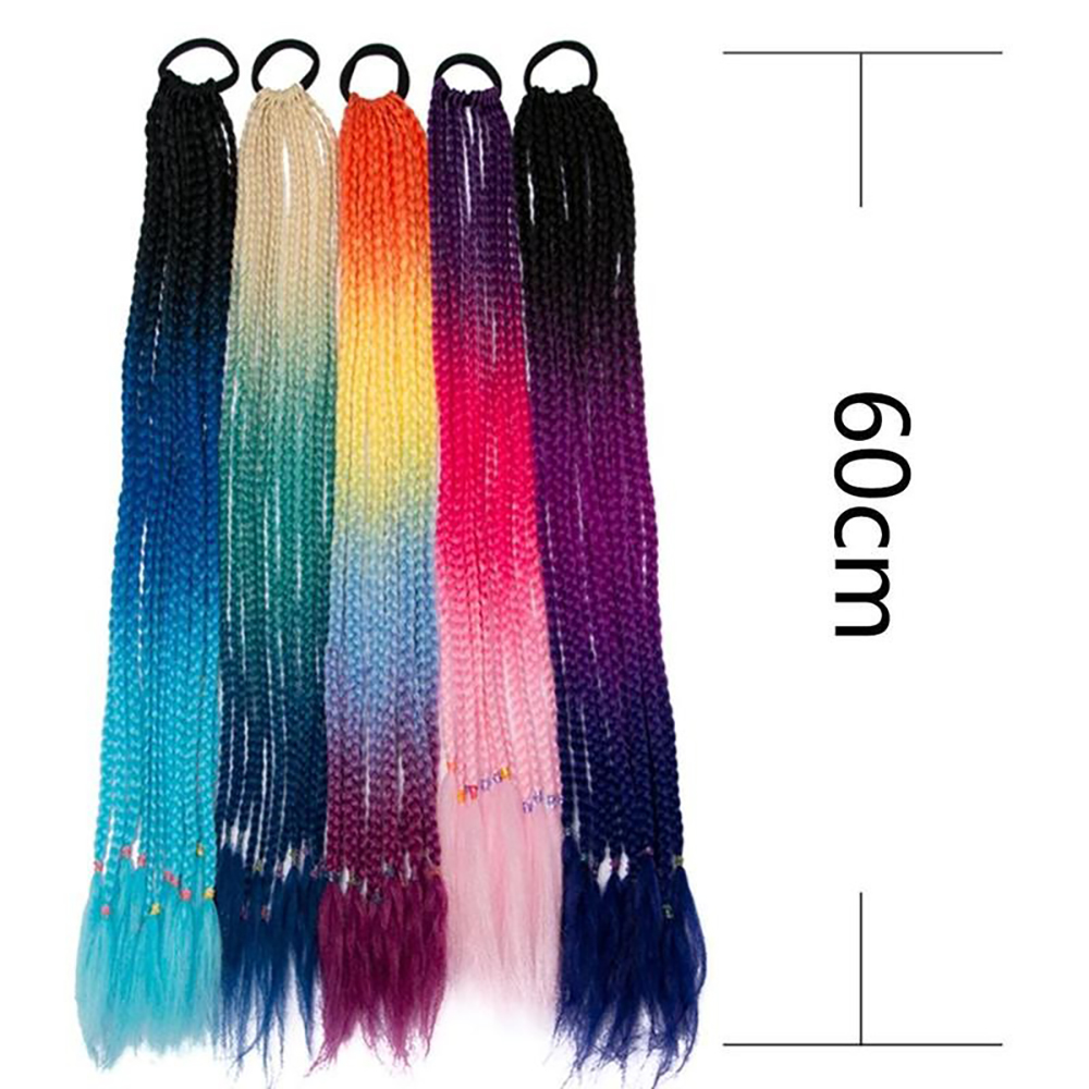 HUAII Thời trang Gradient màu tóc Mũ nón màu Twist Headdress Tóc giả bẩn Mở rộng tóc giả Phụ kiện trang sức tóc Tóc đuôi ngựa bện