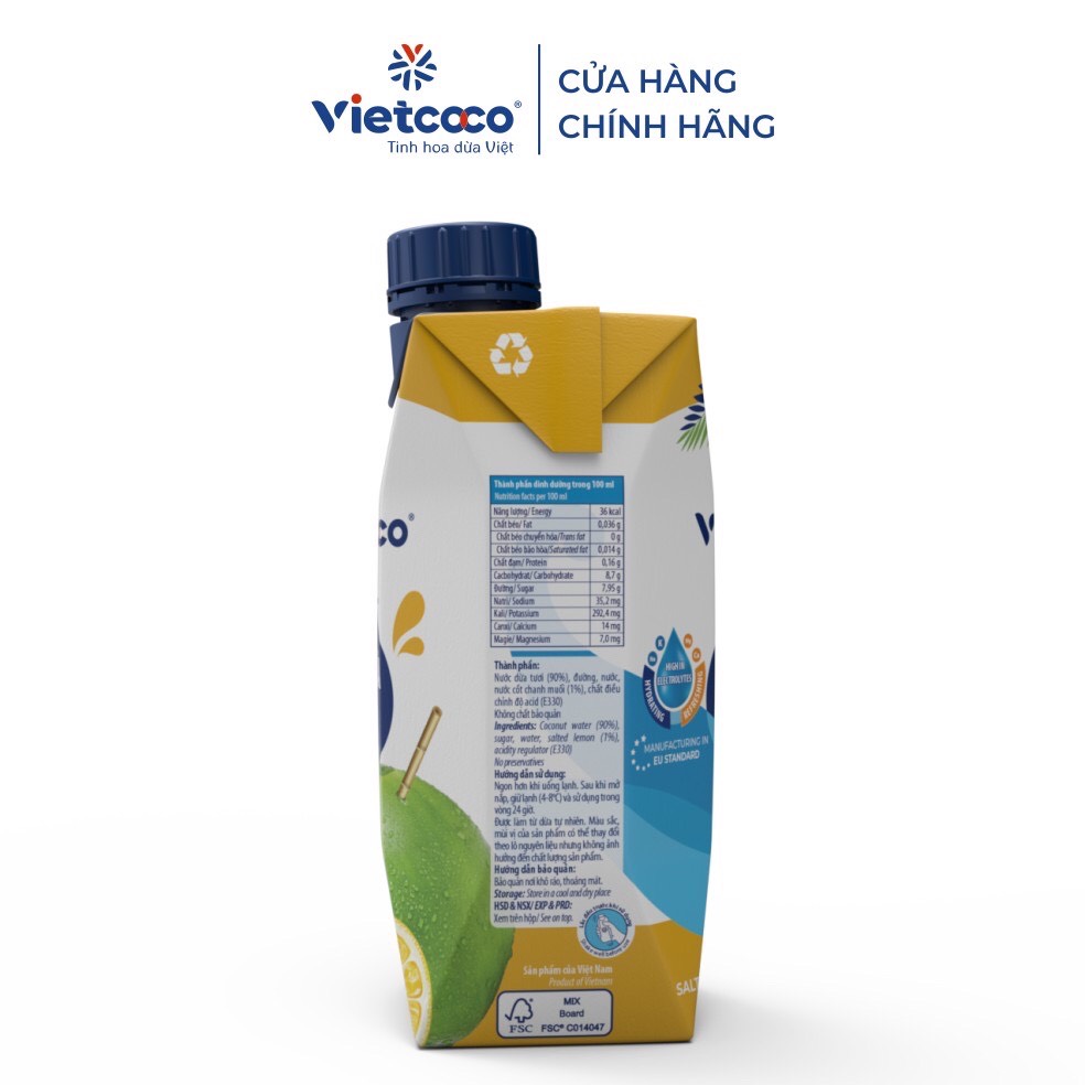 Nước dừa tươi chanh muối Vietcoco 330ml