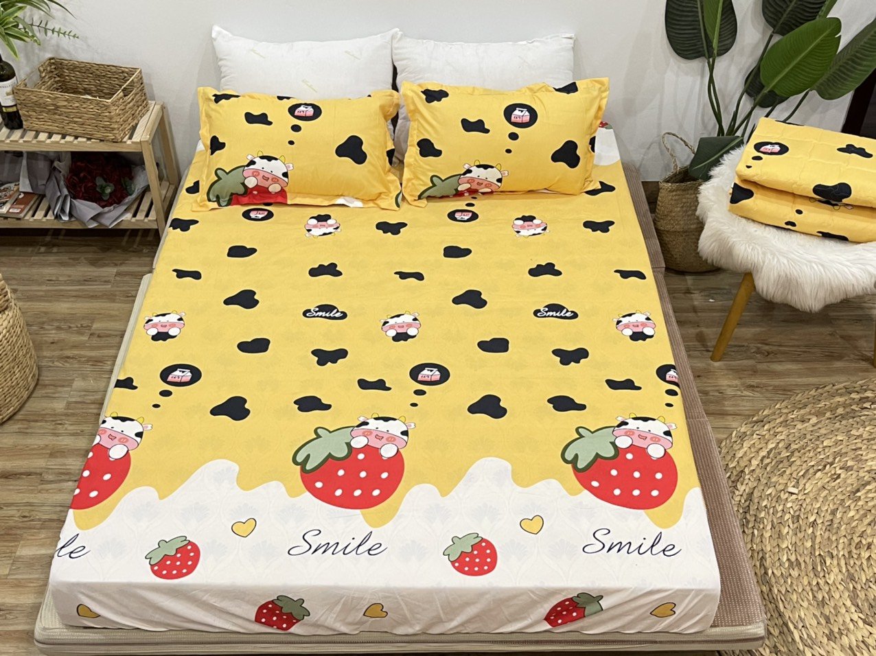 Vỏ gối ôm Cotton Poly họa tiết 35x100cm
