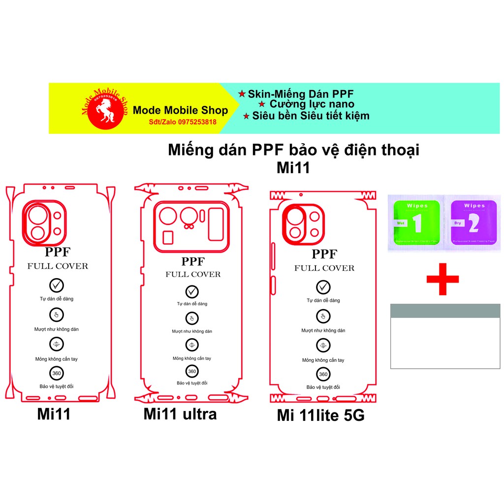 Miếng dán ppf xiaomi 11/mi 11 lite 5g/ mi11 ultra/mi 11i bảo vệ thân máy khỏi trầy xước