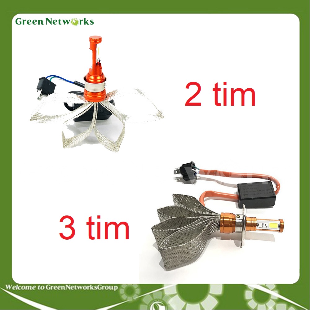 Đèn pha led râu tản nhiệt chân h4 soulin siêu sáng greennetworks