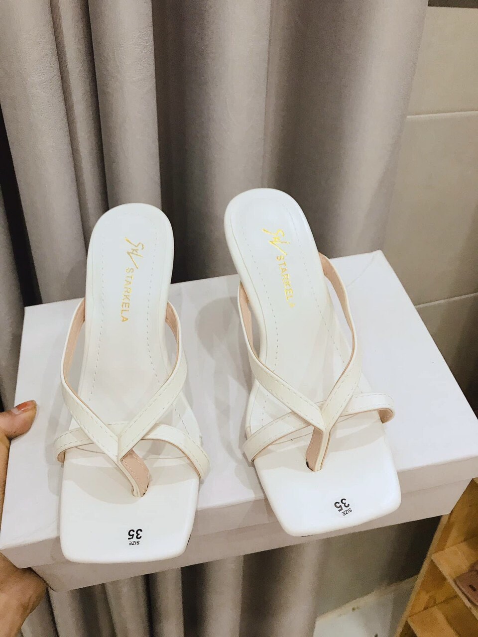 Dép cao gót quay da mềm
