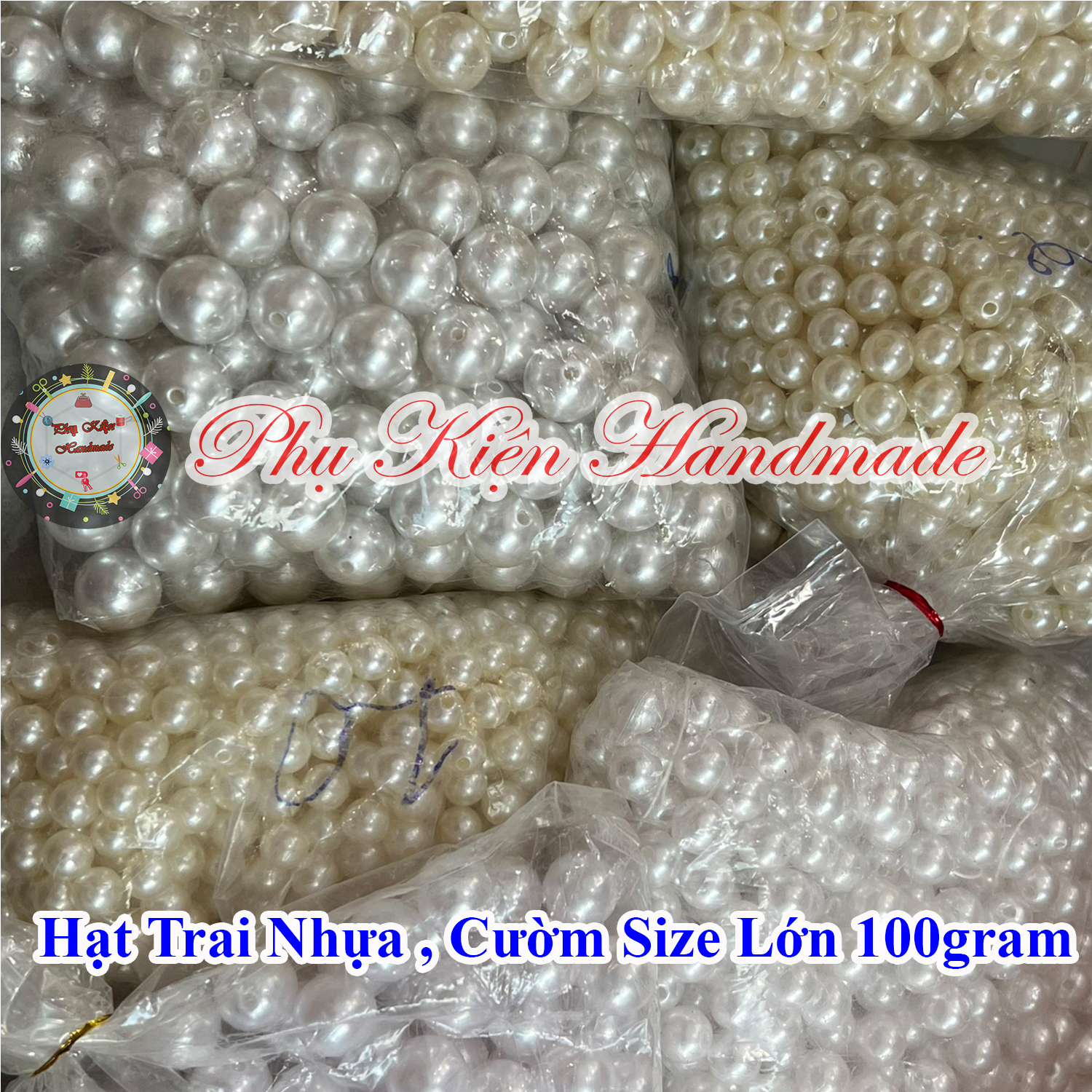 Hạt trai nhựa , cườm size lớn 100gram