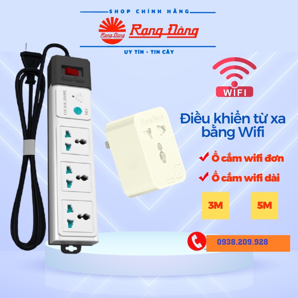Ổ Cắm Điện Đa Năng Thông Minh 3 Chấu Chịu Tải Wifi Rạng Đông Hẹn Giờ Bật Tắt Tự Động