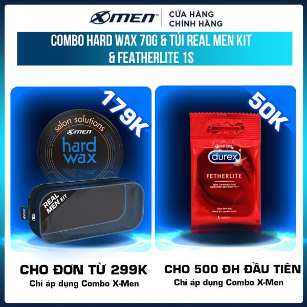 [Hàng Tặng Không Bán] Combo Salon Solution - Hard Wax 70g + Túi Du Lịch Real Men Kit + Durex Fetherlite 1s