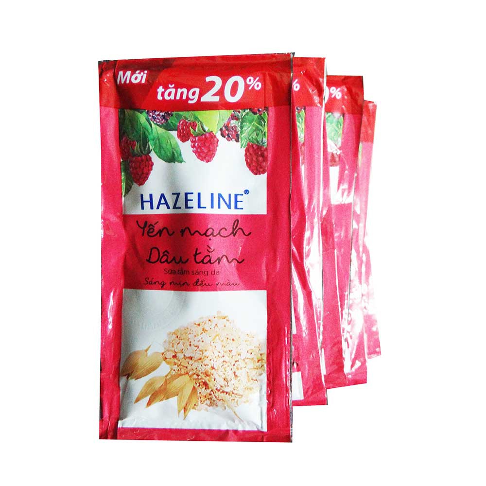 Combo 10 dây sữa tắm sáng da Hazeline yến mạch và dâu tằm dây 6g x 14 gói, cam kết sản phẩm đúng mô tả, chất lượng đảm bảo