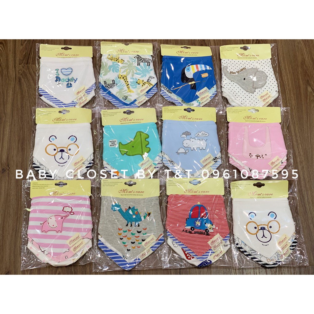 Set 3 yếm tam giác cotton Mom's care