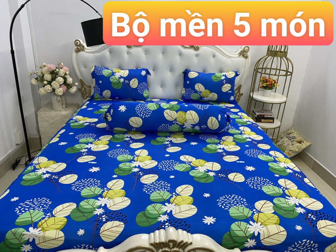 [HCM]]Bộ drap thun Hàn Quốc loại 1 có mền 5 món ( 1 drap + 1 chăn chần bông + 3 áo gối)