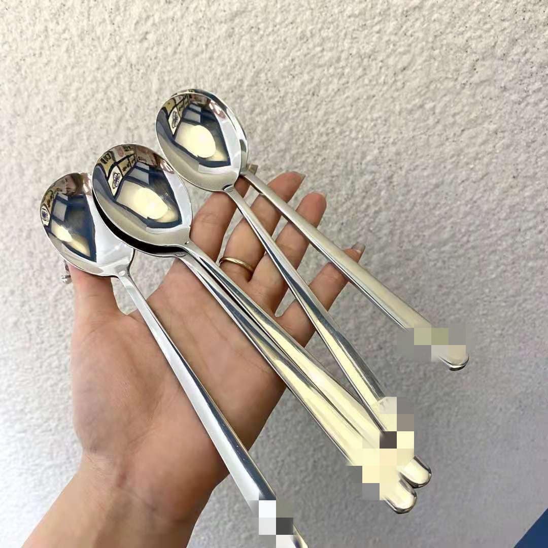 [2 lựa chọn] [COMBO 5] Thìa ăn cơm vàng siêu sang chảnh, thìa ăn tiện ích mang theo, thìa mạ vàng cán chắn chắn, muỗng tròn siêu xinh MIX MÀU NGẪU NHIÊN - combo 5 thìa innox 304 màu bạc