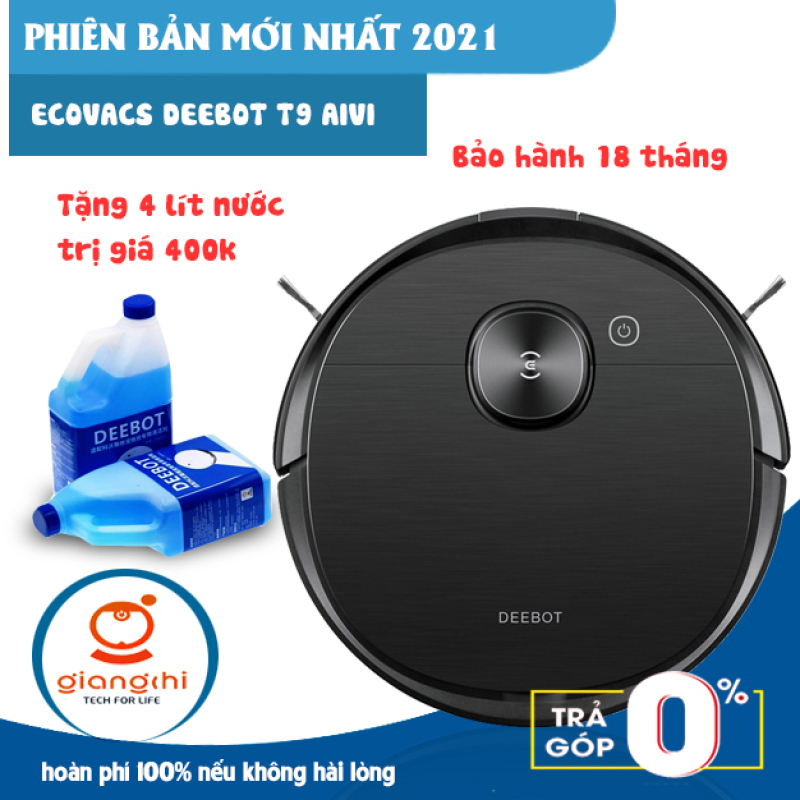 Robot hút bụi Ecovacs Deebot T9 AIVI [2021], Lực hút 3000PA, 2 Chổi giữa chống rối,- GIANG CHI ECOVACSS HOUSE