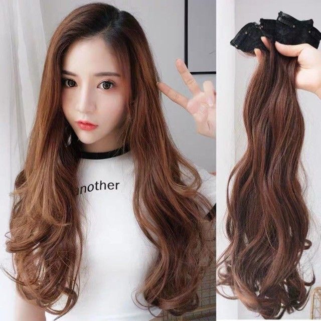 tóc giả kẹp xoăn 🎁 FREESHIP 🎁 Tóc kẹp phím phồng xoăn dài sợi tóc óng đẹp- sét 3 dải kẹp