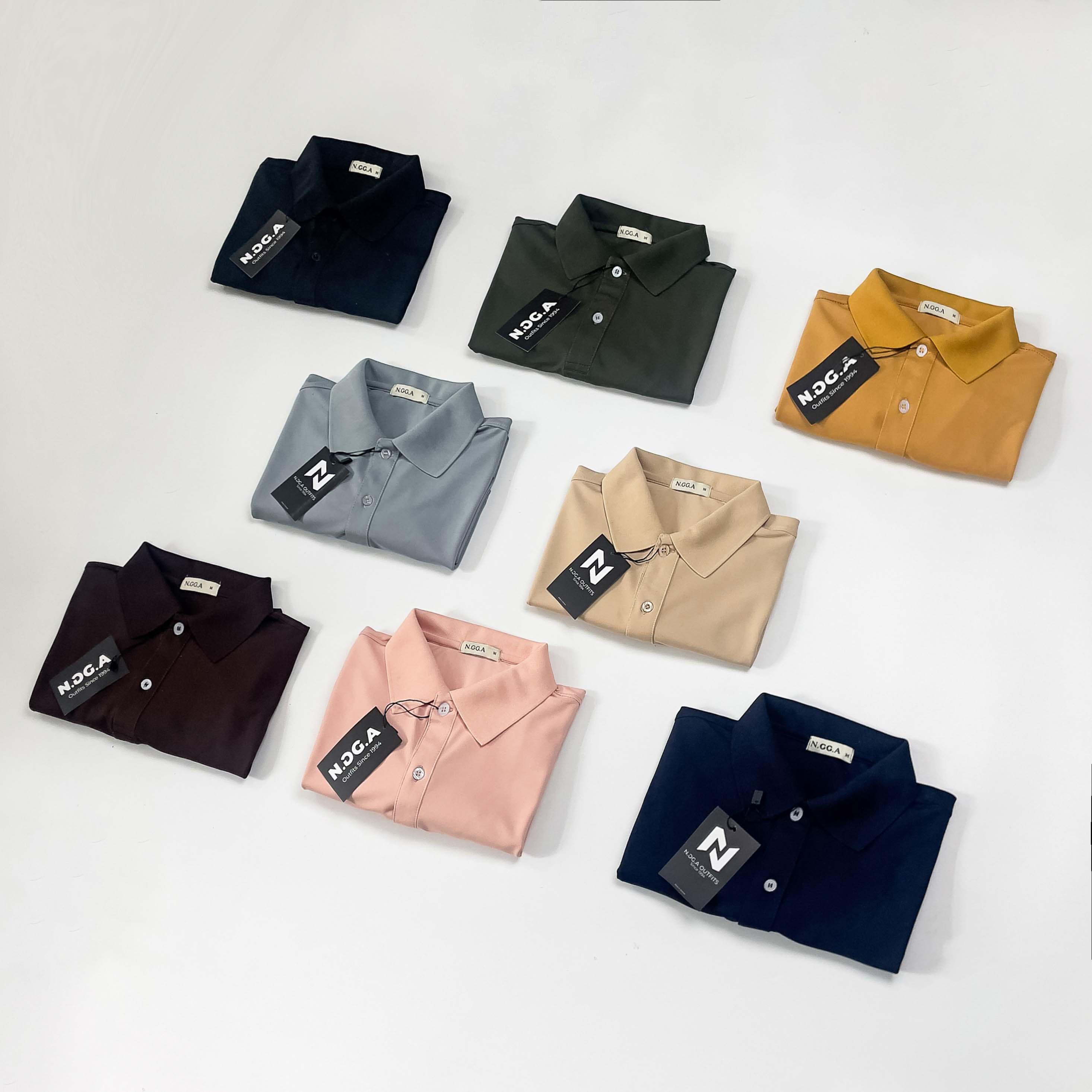 Áo Polo trơn nam - N.GG.A- chất cotton cá sấu - có 17 màu - Size từ 45 -85kg - Thời trang polo nam top men