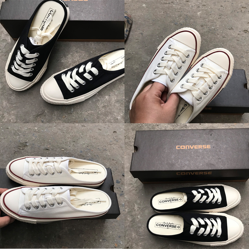 FULL BILL BOX Giày Converse Đạp Gót Thời Trang Nữ Màu Đen/Trắng