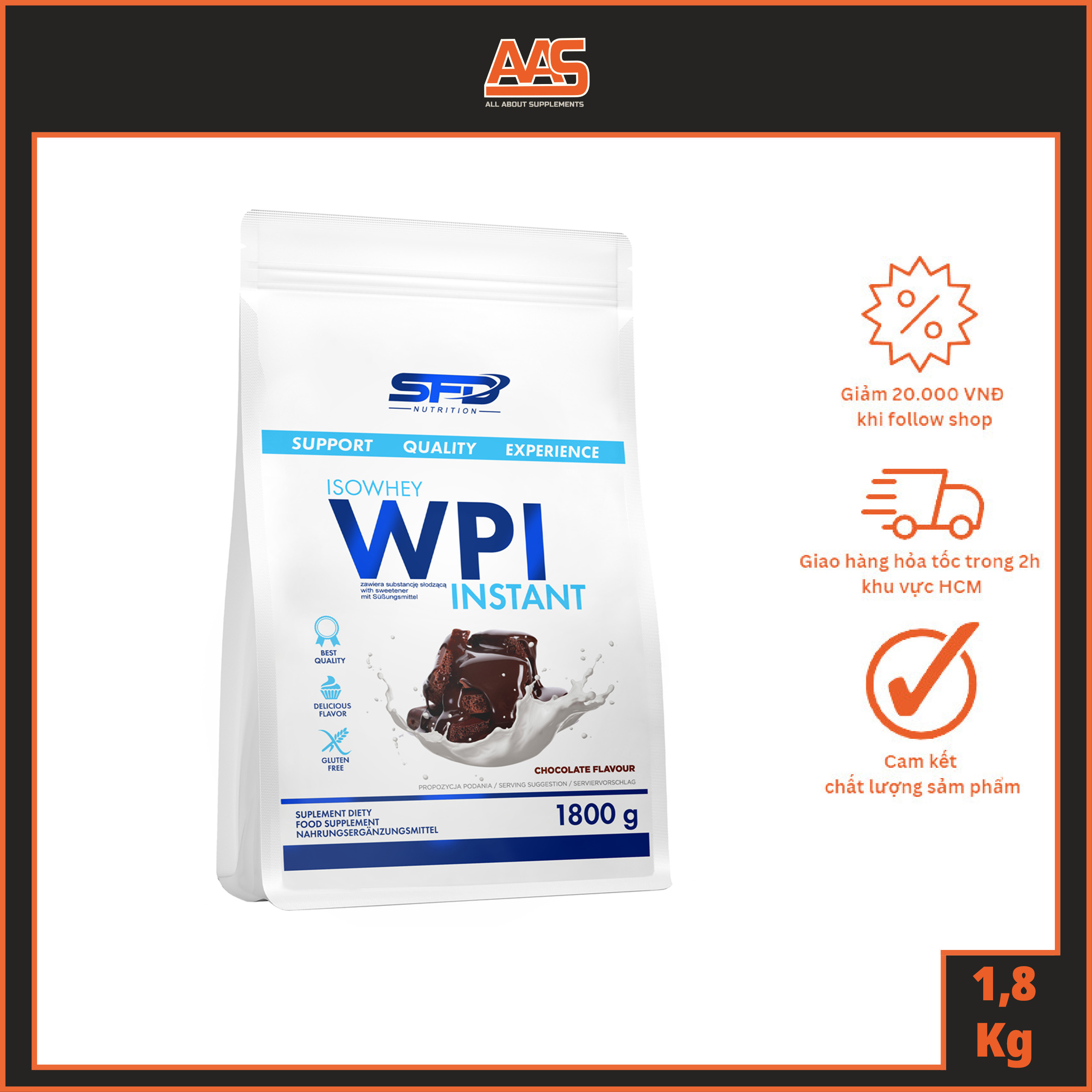 Whey protein - sfd nutrition - isowhey wpi instant - 1800gram - 100% whey protein isolate instant bổ sung protein phát triển cơ bắp - từ ba lan