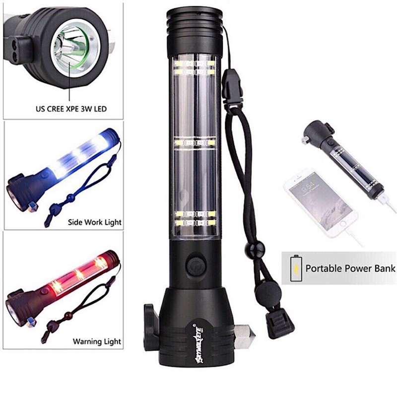 Đèn pin cứu hộ chống nước siêu sáng chiếu xa 300m có còi hú tiện lợi